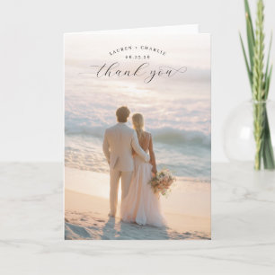 Carte De Remerciements Photo de plage pastel romantique