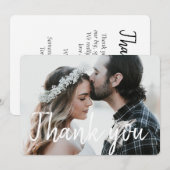 Carte De Remerciements Photo de police de caractères de script blanc élég (Devant / Derrière)