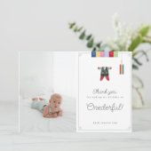 Carte de remerciements photo de premier anniversai (Debout devant)