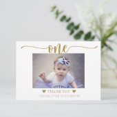 Carte De Remerciements Photo de premier anniversaire Écriture élégante (Debout devant)