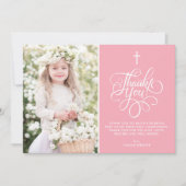 Carte De Remerciements Photo de première communion solennelle écriture fa (Devant)