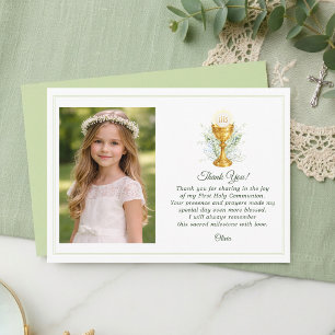 Carte De Remerciements Photo de première communion solennelle élégant