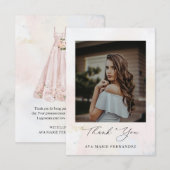 Carte De Remerciements Photo de Quinceañera rose (Devant / Derrière)