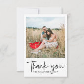 Carte De Remerciements Photo de remerciement avec écriture script moderne (Devant)