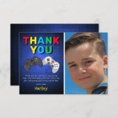 Carte De Remerciements Photo de remerciement d'anniversaire de jeu vidéo (Devant / Derrière)