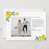 Carte De Remerciements Photo de remerciement de mariage aux citrons (Dos)