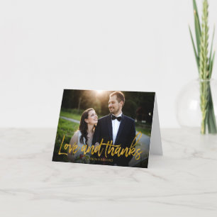 Carte De Remerciements Photo de remerciement de mariage en feuille d'or L