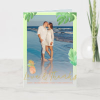 Photo de remerciement de mariage tropical à l'anan