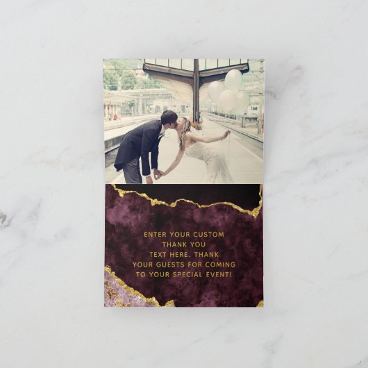 Carte De Remerciements Photo de remerciement en marbre d'agate feuille d' (Intérieur)