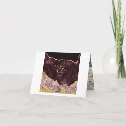 Carte De Remerciements Photo de remerciement en marbre d'agate feuille d' (Dos)