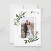 Carte De Remerciements Photo de remerciement Feuilles & Eucalyptus Or (Devant)