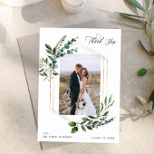 Carte De Remerciements Photo de remerciement Feuilles & Eucalyptus Or