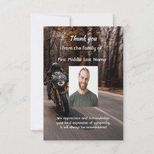 Carte De Remerciements Photo de remerciement mémorial Motocyclette Biker