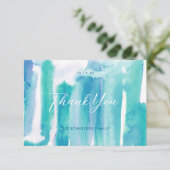 Carte De Remerciements Photo de remerciement Teal Blue Watercolor Tie Dye (Debout devant)