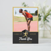 Carte De Remerciements Photo de remise de diplôme de coureur sur piste (Debout devant)