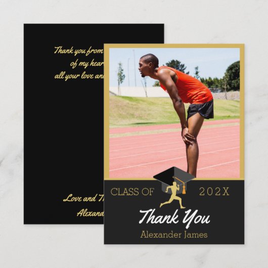 Carte De Remerciements Photo de remise de diplôme de coureur sur piste (Devant / Derrière)