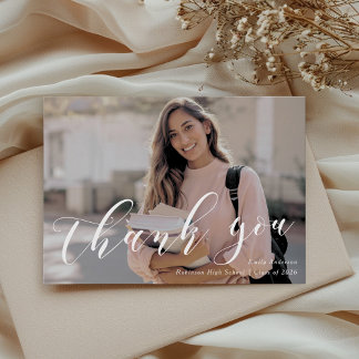 Carte De Remerciements Photo de remise de diplôme en calligraphie classiq