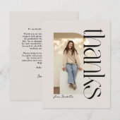 Carte De Remerciements Photo de remise de diplôme moderne et audacieuse (Devant / Derrière)