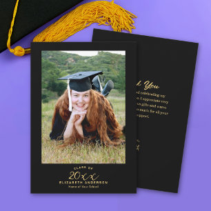 Carte De Remerciements Photo de remise de diplômes élégant et classe avec