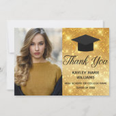 Carte De Remerciements Photo de remise des diplômes avec paillettes dorée (Devant)