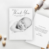 Carte De Remerciements Photo de script moderne bébé