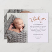 Carte De Remerciements Photo de script moderne bébé (Devant / Derrière)