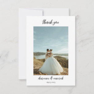 Carte De Remerciements Photo de script simple chic