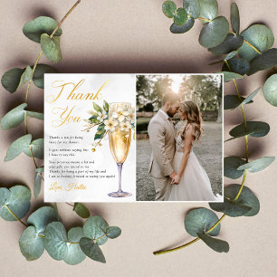 Carte De Remerciements Photo de shower de mariage floral Champagne
