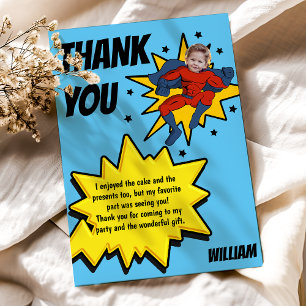 Carte De Remerciements Photo de super-héros pour enfants