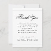 Carte De Remerciements Photo de sympathie élégant deuil blanc (Devant)