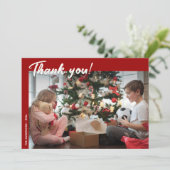 Carte De Remerciements Photo de vacances moderne élégante rouge (Debout devant)
