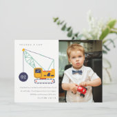 Carte De Remerciements Photo de véhicule de grue de construction pour ann (Debout devant)