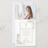 Carte De Remerciements Photo de verdure Première communion sainte (Devant)