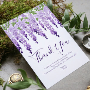 Carte De Remerciements Photo de Wisteria aquarelle Bat Mitzvah