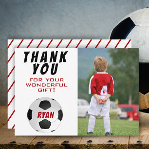 Carte De Remerciements Photo d'enfants au ballon de foot Anniversaire