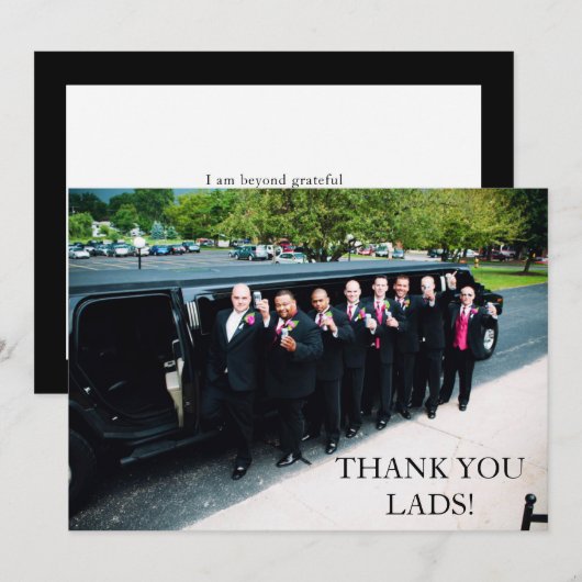 Carte De Remerciements Photo d'enterrement de vie de garçon (Devant / Derrière)