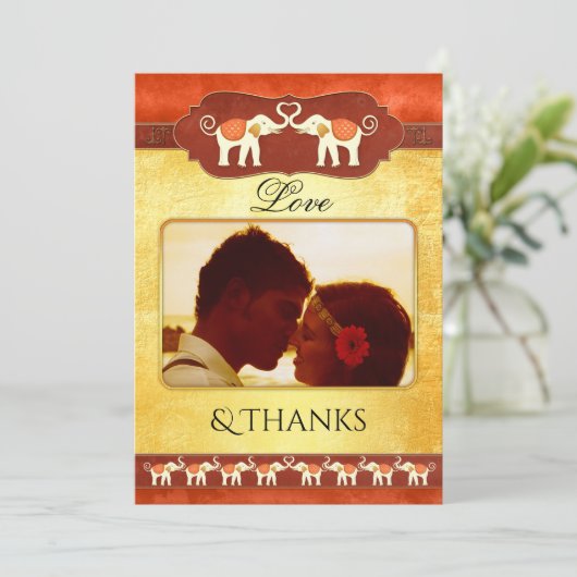 Carte de remerciements photo des éléphants indiens (Debout devant)