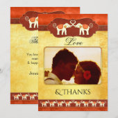 Carte de remerciements photo des éléphants indiens (Devant / Derrière)