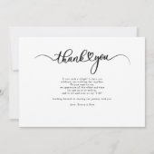 Carte De Remerciements Photo des nouveaux mariés à la main (Dos)