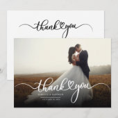 Carte De Remerciements Photo des nouveaux mariés à la main (Devant / Derrière)