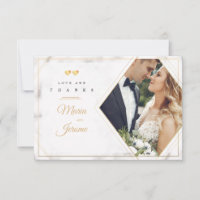 Carte de remerciements photo Deux Coeurs