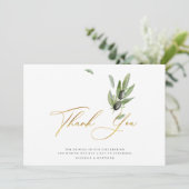 Carte De Remerciements Photo d'Olive Branch Calligraphy Wedding (Debout devant)