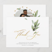 Carte De Remerciements Photo d'Olive Branch Calligraphy Wedding (Devant / Derrière)