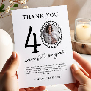 carte de remerciements photo du 40e anniversaire