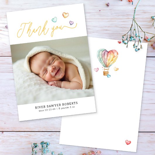 Carte de remerciements photo du Baby shower Sweeth
