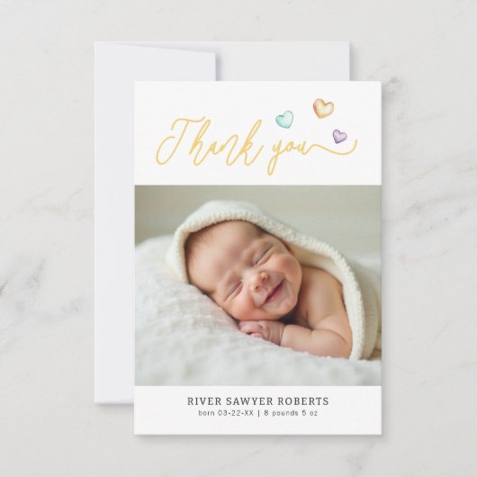 Carte de remerciements photo du Baby shower Sweeth (Devant)