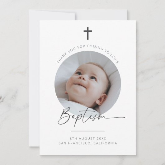 Carte de remerciements photo du baptême (Devant)