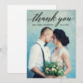 Carte De Remerciements Photo du Mariage de calligraphie (Devant / Derrière)