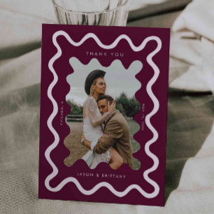 Carte De Remerciements Photo du Mariage de canneberge à la main