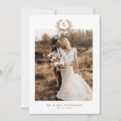 Carte De Remerciements Photo du Mariage de la crête de monogramme (Devant)